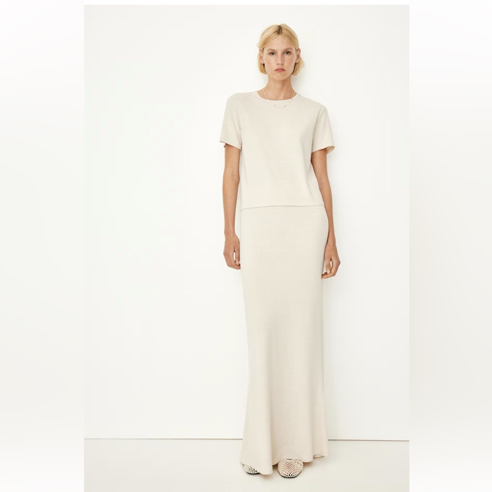 Silk Elegant Cream Maxi Skirt